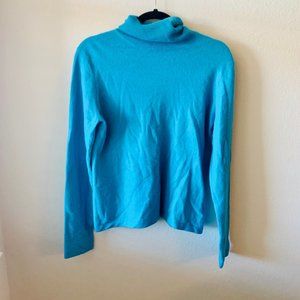 Blue Cashmere Ann Taylor Turtleneck Sweater
